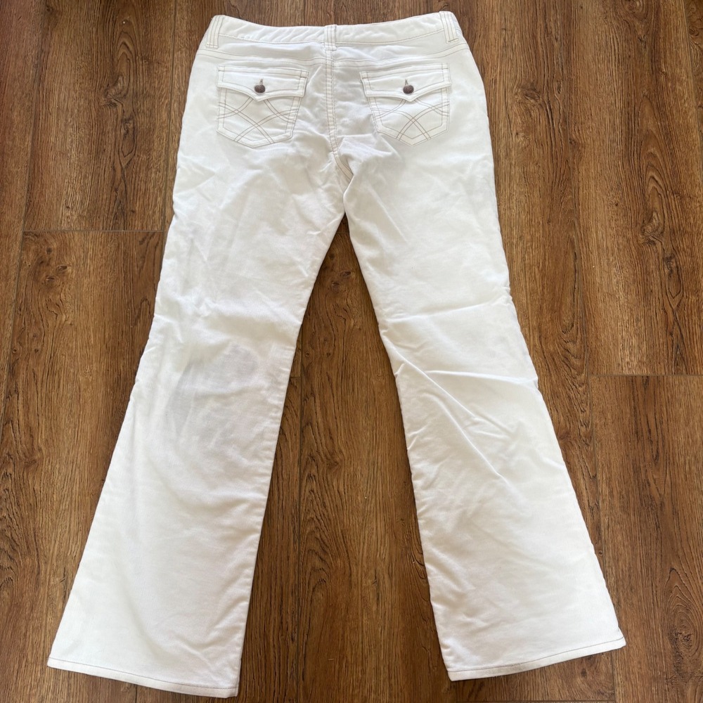 VTG y2k Aeropostale White Corduroy Flare Jeans Womens 35x32 Stretch Flap Pockets
